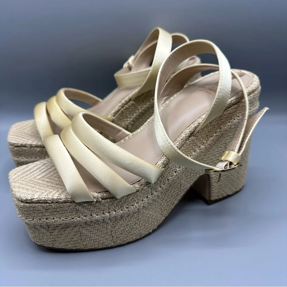 Sam Edelman Tibby Washed Lemon Plarform Wedge Sandal Women’s Size 8.5